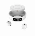 Mini wireless semi-in-ear headphones with wireless charging case in black, white or colour