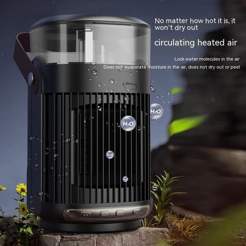 2 in 1 portable heater and humidifier black PTC 2000W desk size 24x13x13cm
