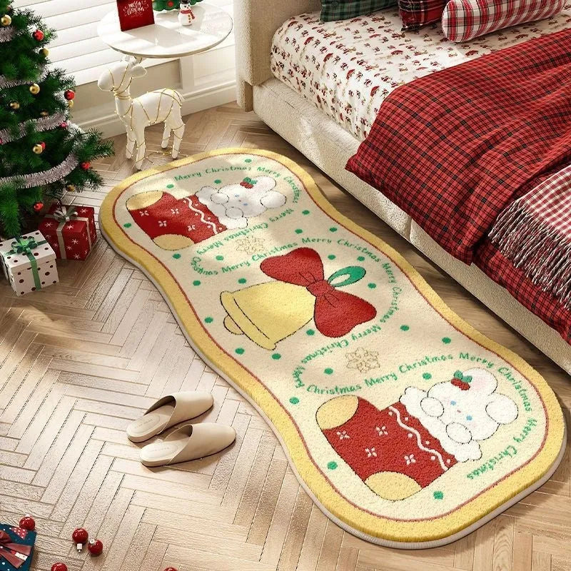 Christmas imitation cashmere carpet decoration with festive patterns in various sizes