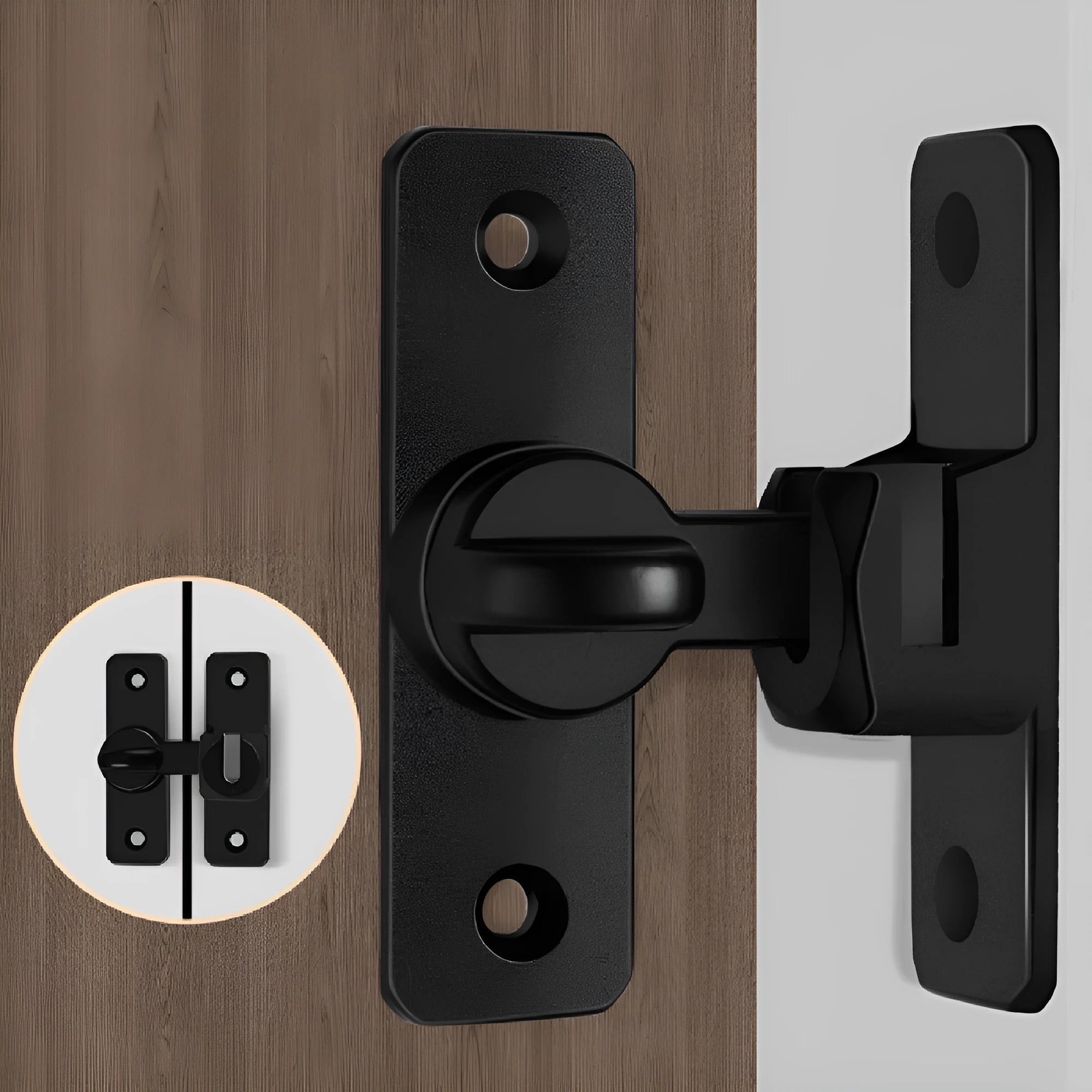 Aluminium alloy punch-free door latch in silver with screws, universal 90/180 degree