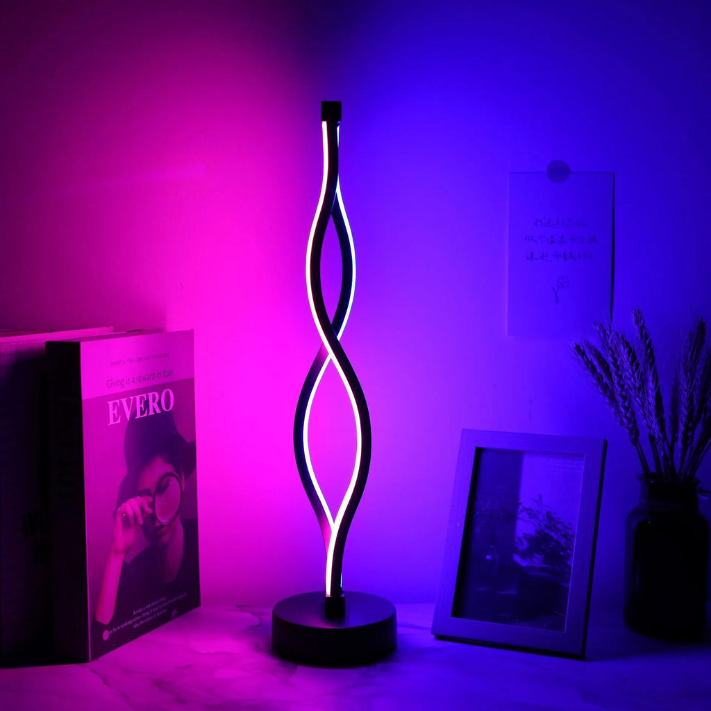 Black creative desk lamp with aluminium base and touch dimming controls.