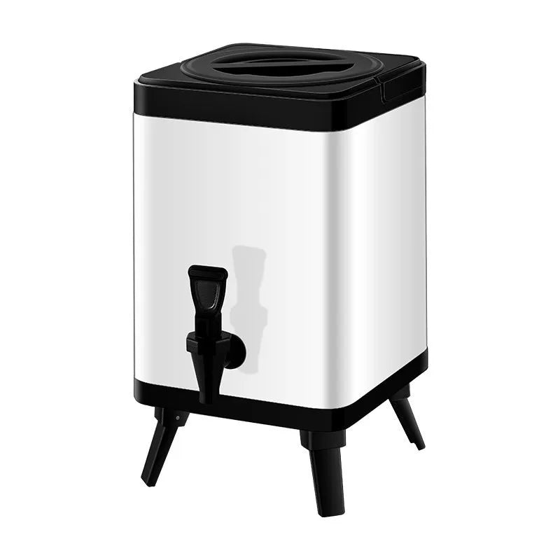 Silver stainless steel square lock cold insulation barrel with 8L capacity for milk tea shops
