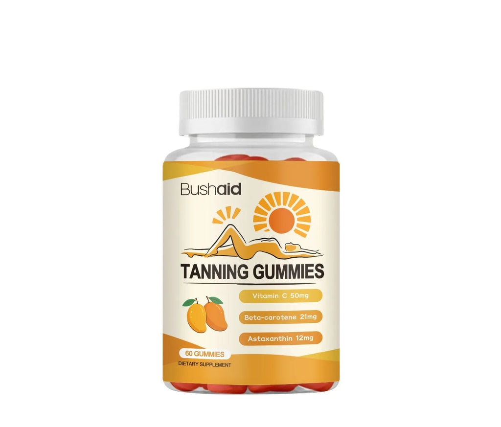 Meihei gummies with white caps in a container, 60 soft candies with astaxanthin and multivitamins
