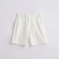 Men's casual cotton blend loose fit summer shorts in light blue, side view, on a plain background