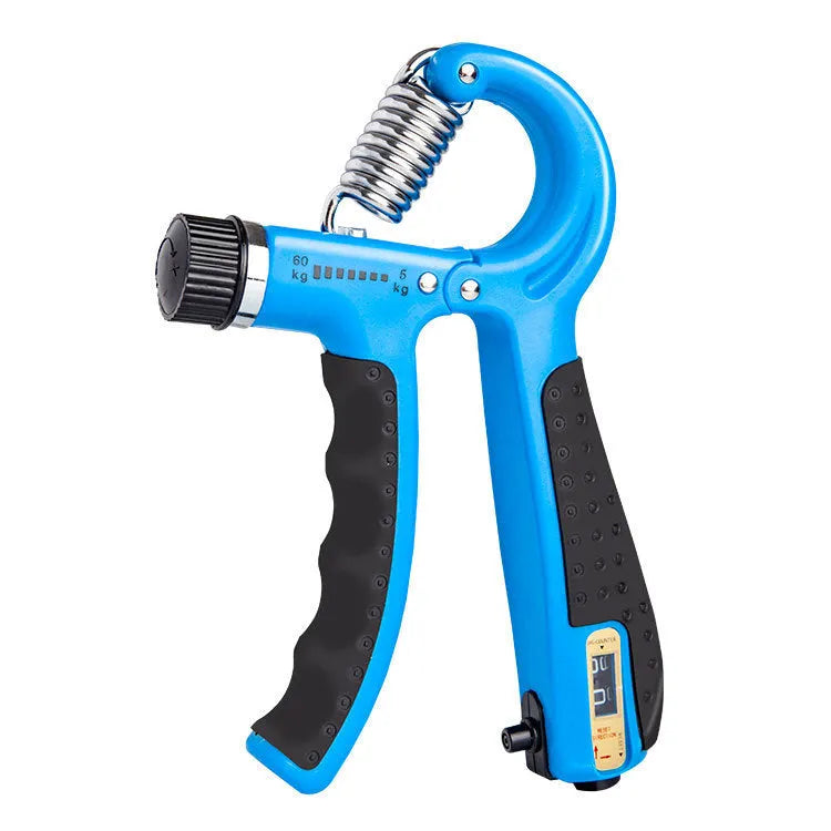 Adjustable counting gripper hand strengthener with PP body and TPR handles, black and red colour, 5-60kg resistance