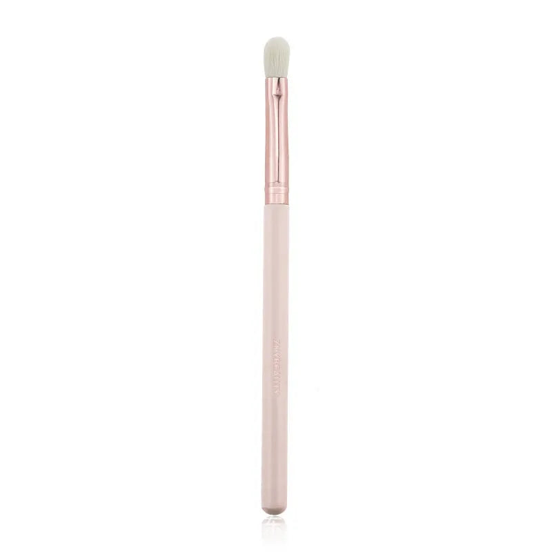 26 piece pink makeup brush set with wooden handles in PU storage bag