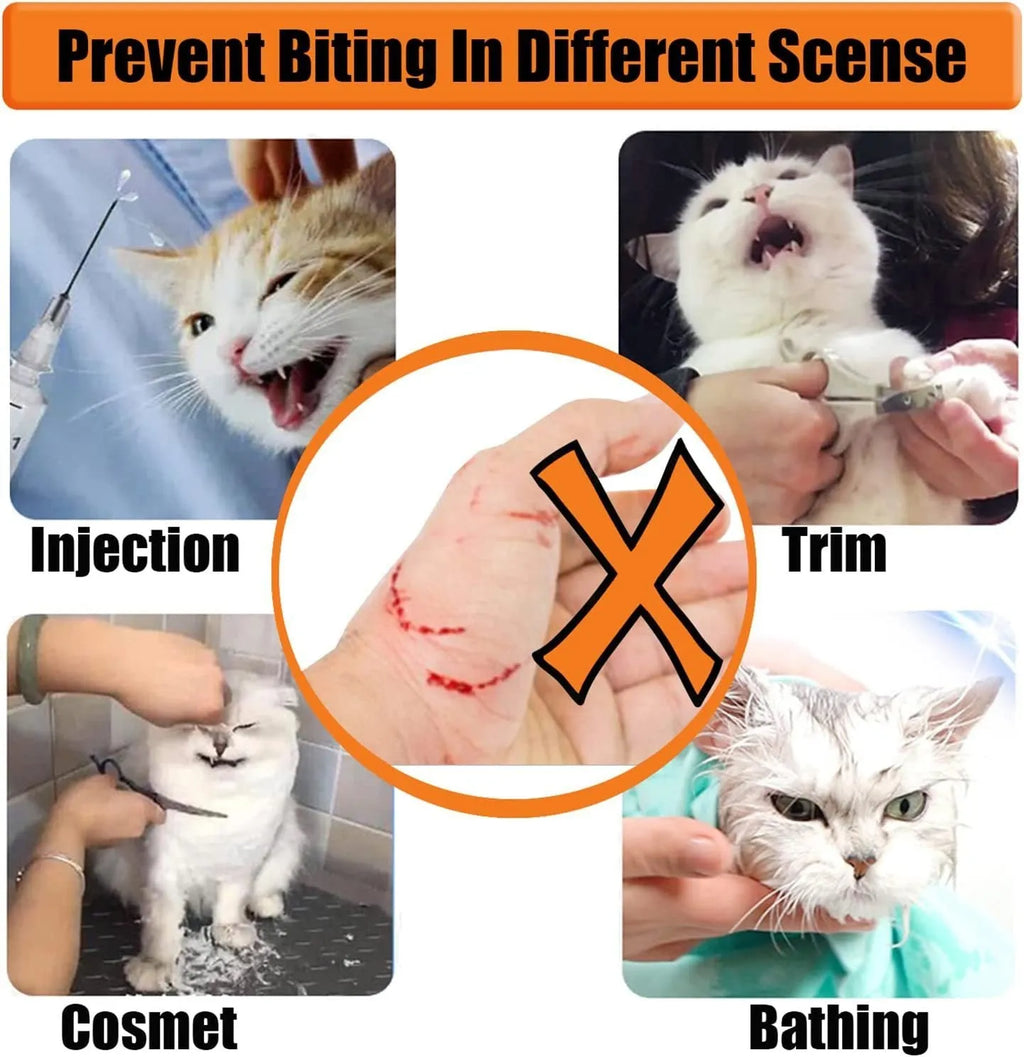 Transparent PVC and cotton anti-bite cat muzzle for grooming, with adjustable strap, available in S and M sizes