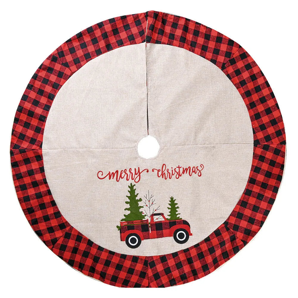 Round imitated linen Christmas tree skirt in shown colour, 120cm diameter, with stitched edge