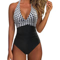 Women's printed lace-up backless bikini swimsuit in multiple patterns