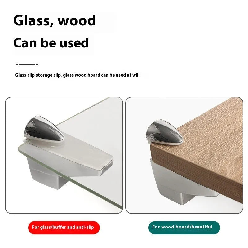 Thickened adjustable partition holder glass clip electroplated metal for shelving
