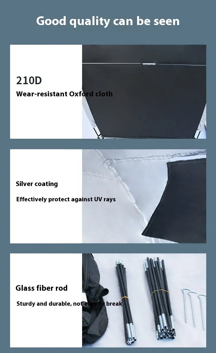 Black outdoor roof-style bicycle storage tent for two cars, 185x65x165cm, with ground nails and brackets