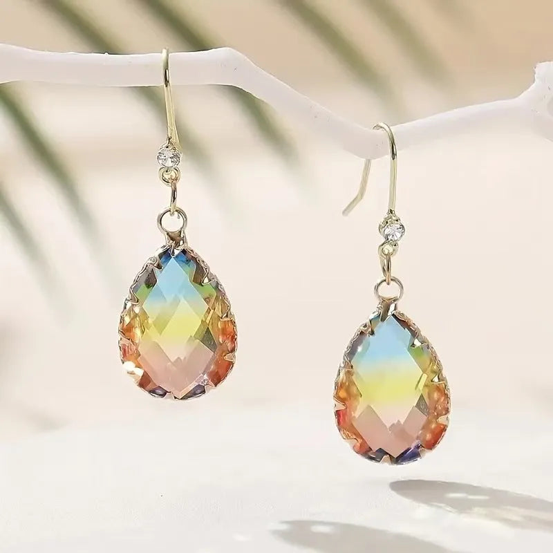 Fashion glass crystal love heart earrings for women, coloured glaze, heart shape, four colour options