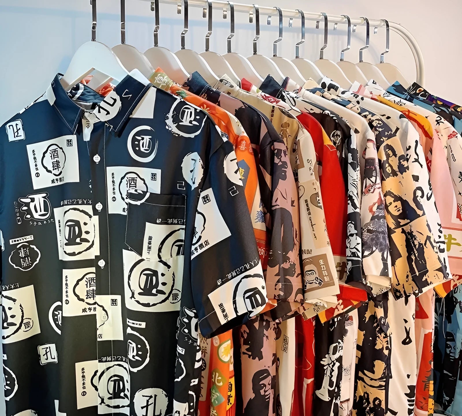Men's loose fit short sleeve shirt with full floral print pattern in polyester fabric