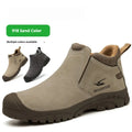 Four Seasons lightweight welder labour protection shoes steel toe anti-scald PU leather mid-top grey