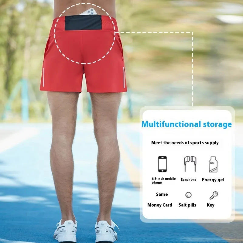 Men's high-waist off-road running shorts in quick-drying nylon-blend fabric available in multiple colours
