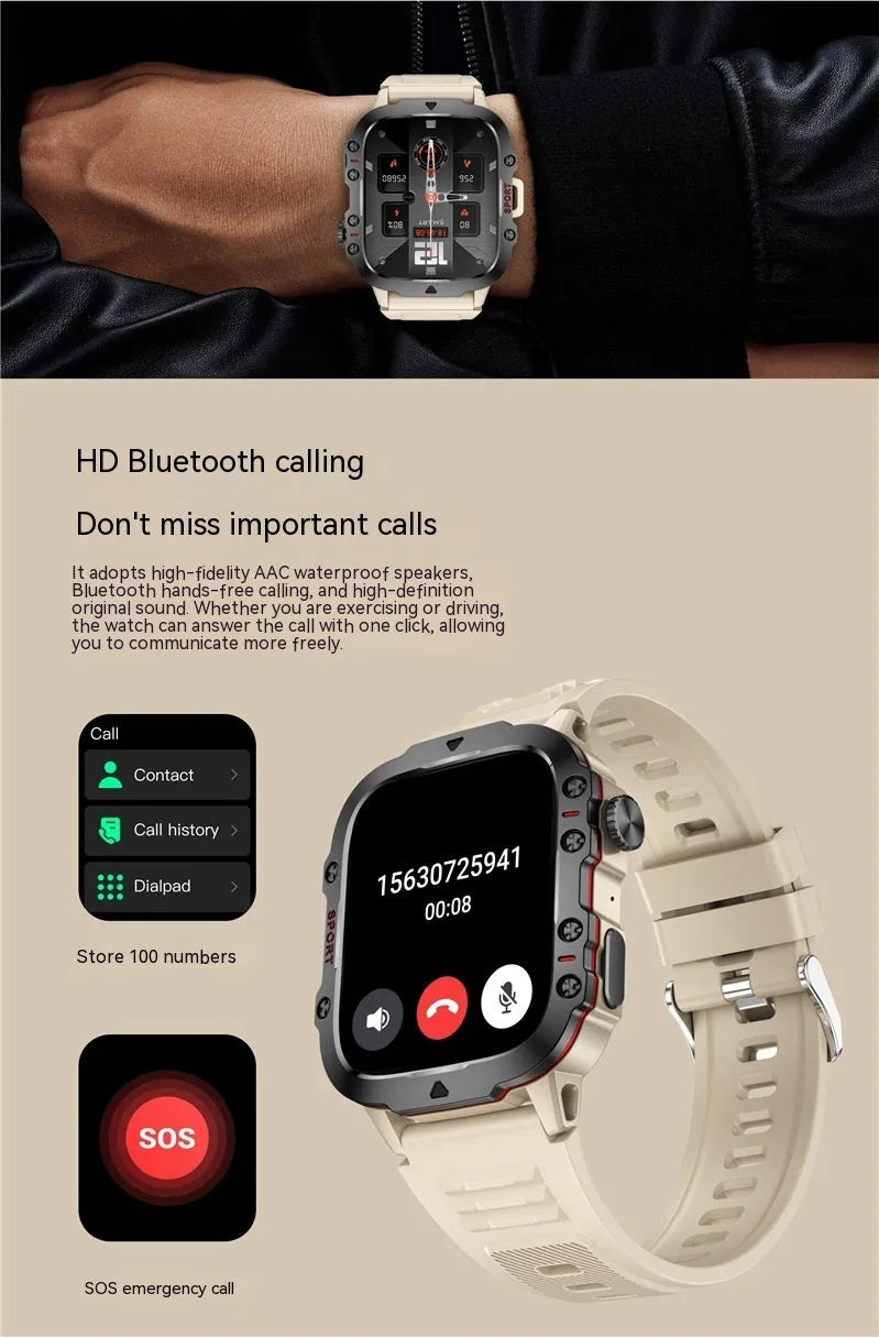 QX11 Smart Bluetooth Watch in black or khaki with a TFT touch screen on a wrist.