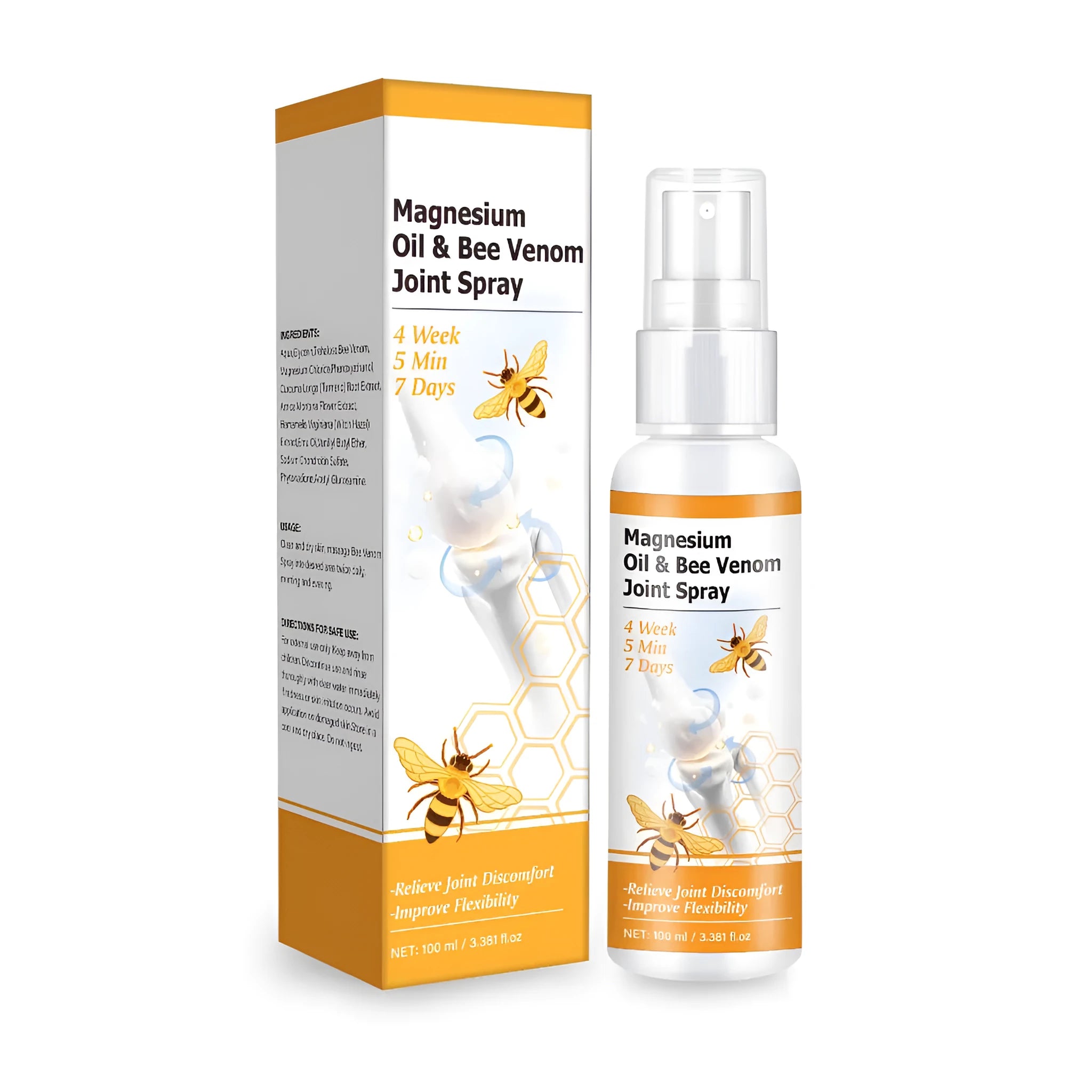 100ml Magnesium Oil Bee Joint Spray Gel bottle with cooling gel formulation for topical joint care