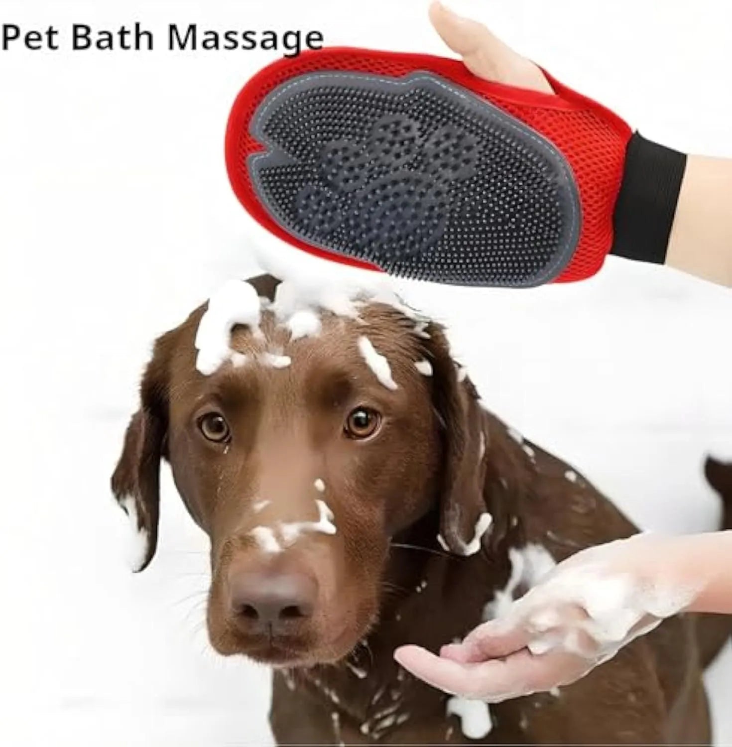 Pet bathing glove with integrated brush design for hair removal during washing