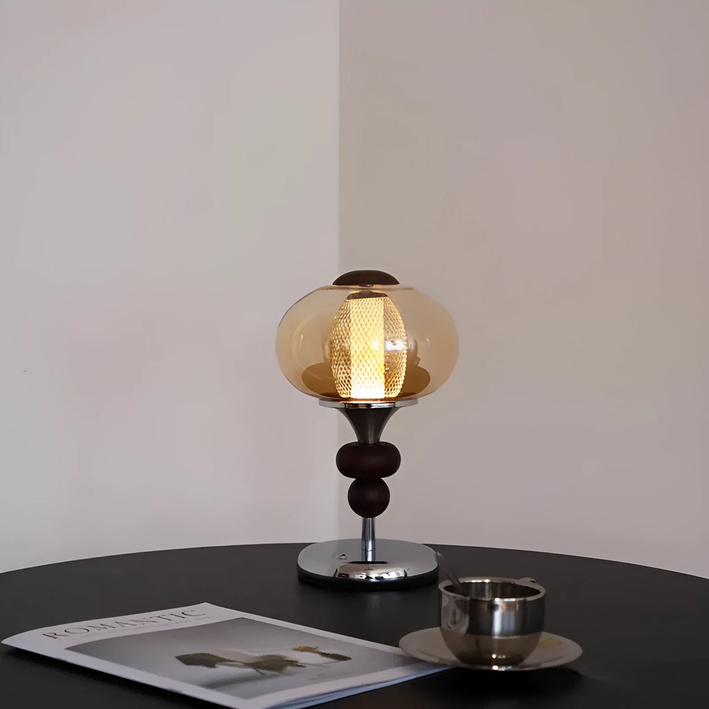Solid wood retro palace table lamp with touch control and three colour lighting
