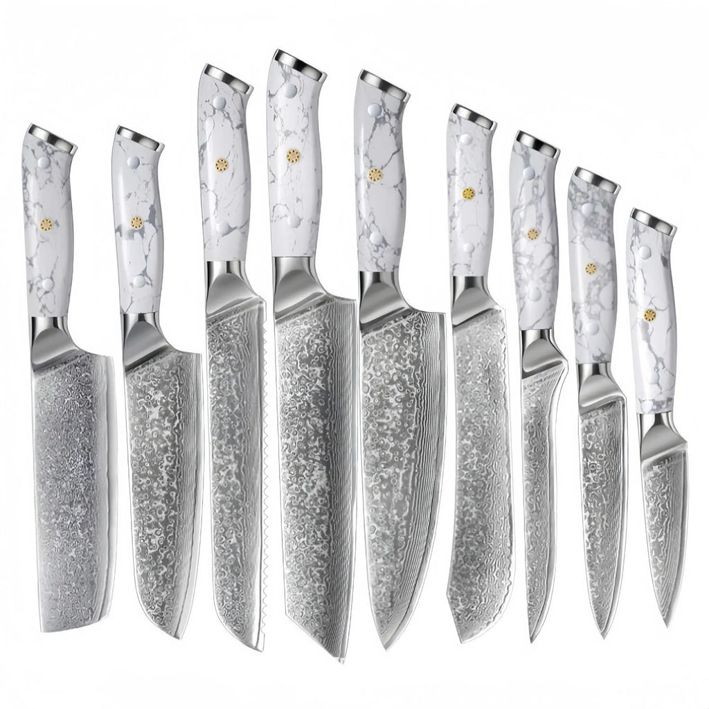 Damascus pattern combined chef's knife with VG10 steel blade, 21cm blade length