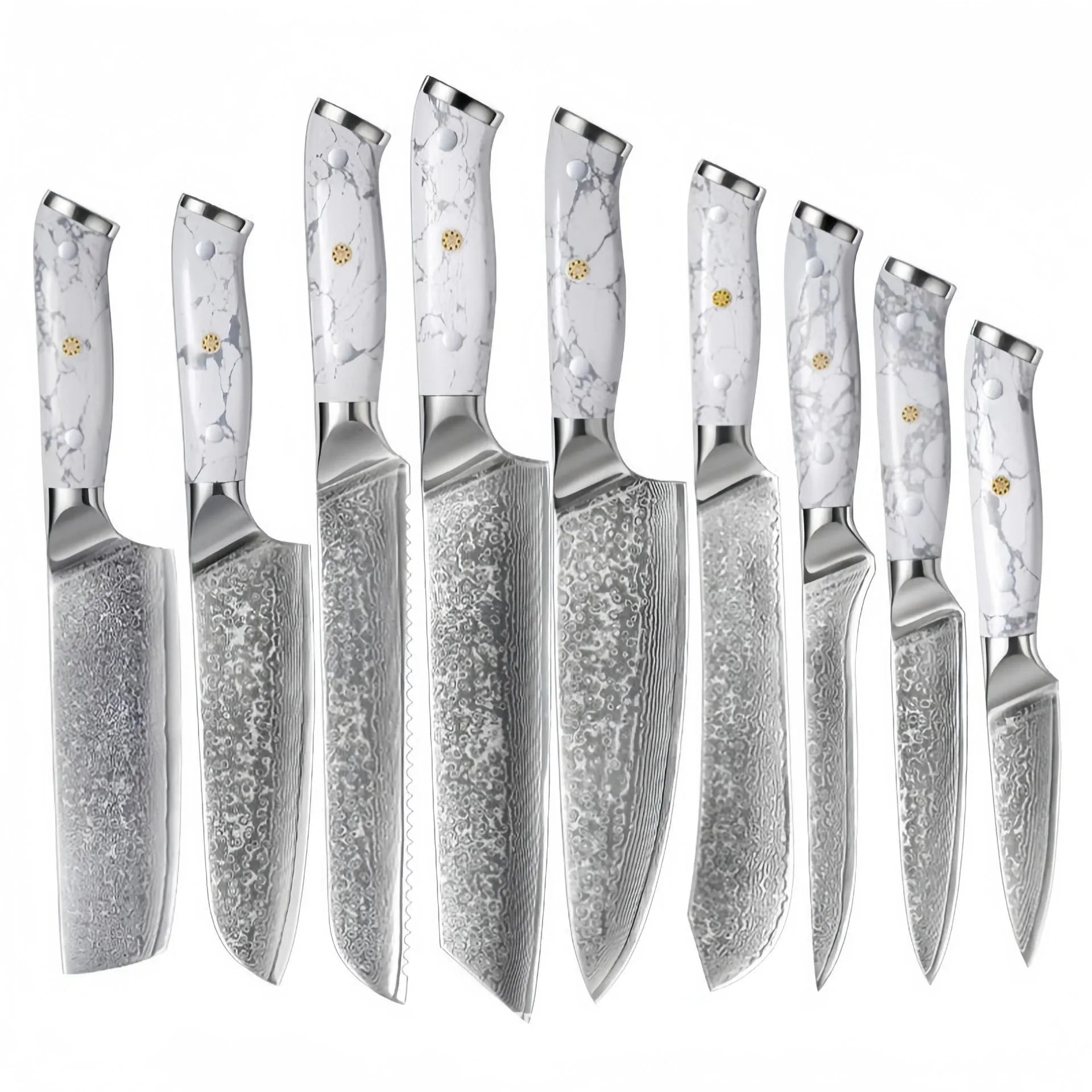 Damascus pattern combined chef's knife with VG10 steel blade, 21cm blade length