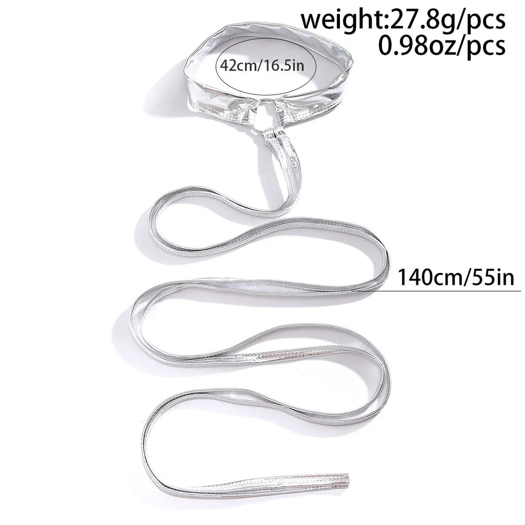 Silver geometric thigh chain jewellery with lace-up cross design for women's leg accessories