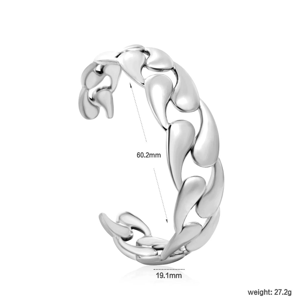 Stainless steel alloy bracelet in European advanced style showing metallic finish details