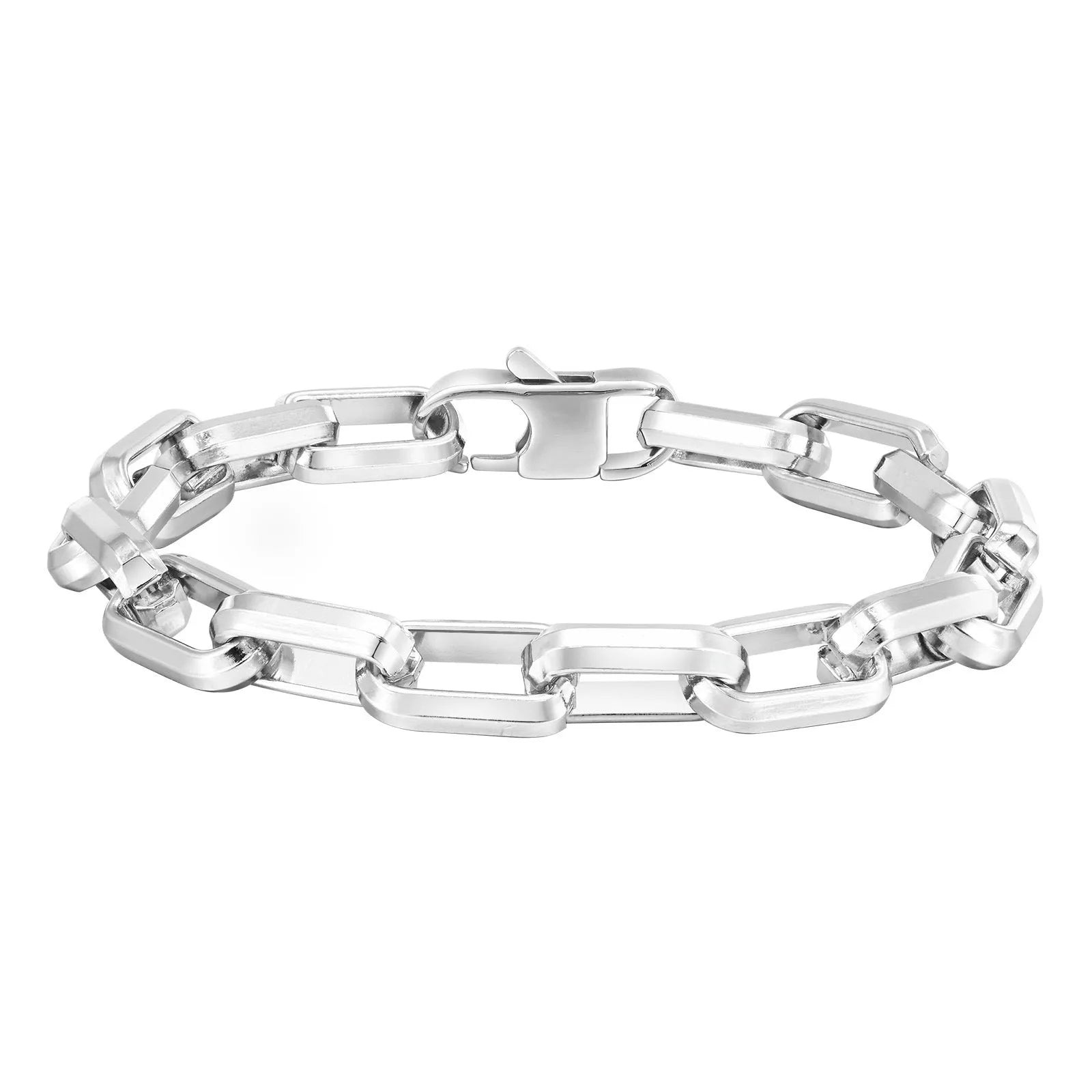 Men's stainless steel square chain bracelet with electroplated finish in four colour options