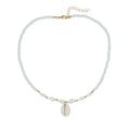 White shell necklace with mother of pearl pendant on regular chain