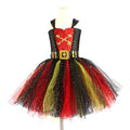 Girls Pirates Of The Caribbean Halloween costume dress with sequin mesh design and sleeveless cut