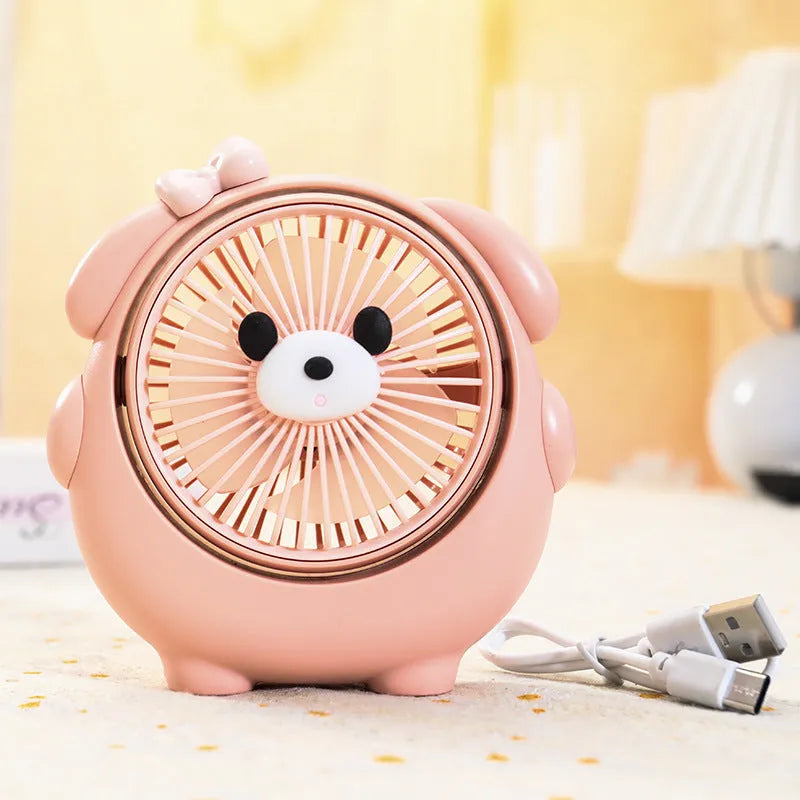 USB-powered dog-themed desktop electric fan in chosen colour with three-speed settings.
