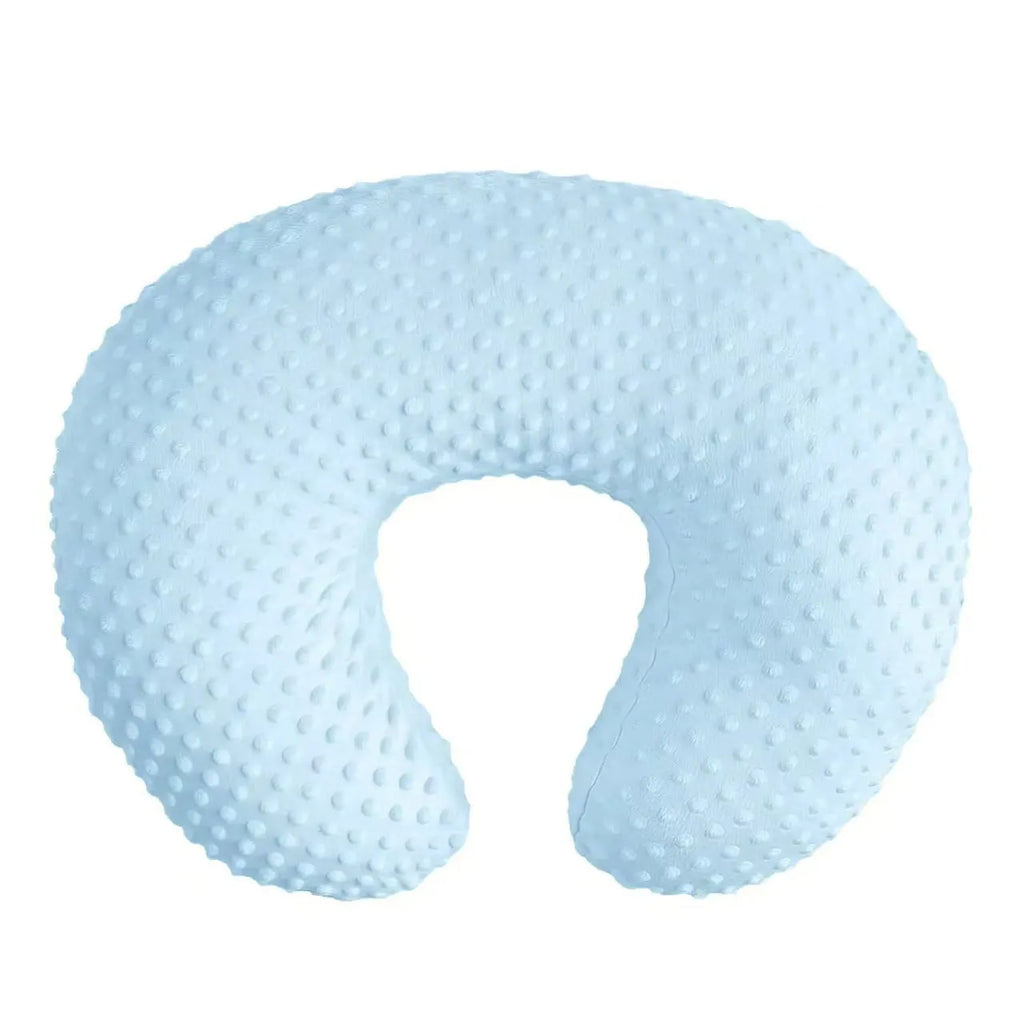 Grey nursing pillow for baby feeding support with a detachable pillowcase