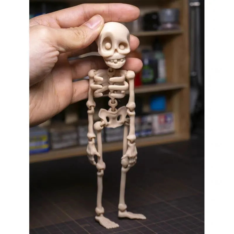 3D printed white skull refrigerator magnet showing modern art design at 18cm height