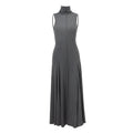 Grey slim-fit cotton dress with a half turtleneck neckline and a backless design.