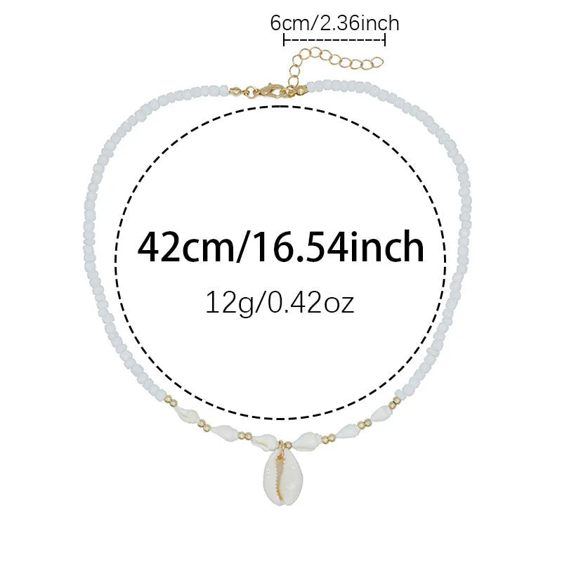 White shell necklace with mother of pearl pendant on regular chain