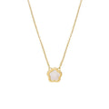 White mother shell flower necklace with copper chain in gold or silver finish
