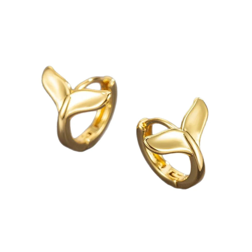 Women's fishtail earrings in white gold colour or yellow gold colour with copper construction