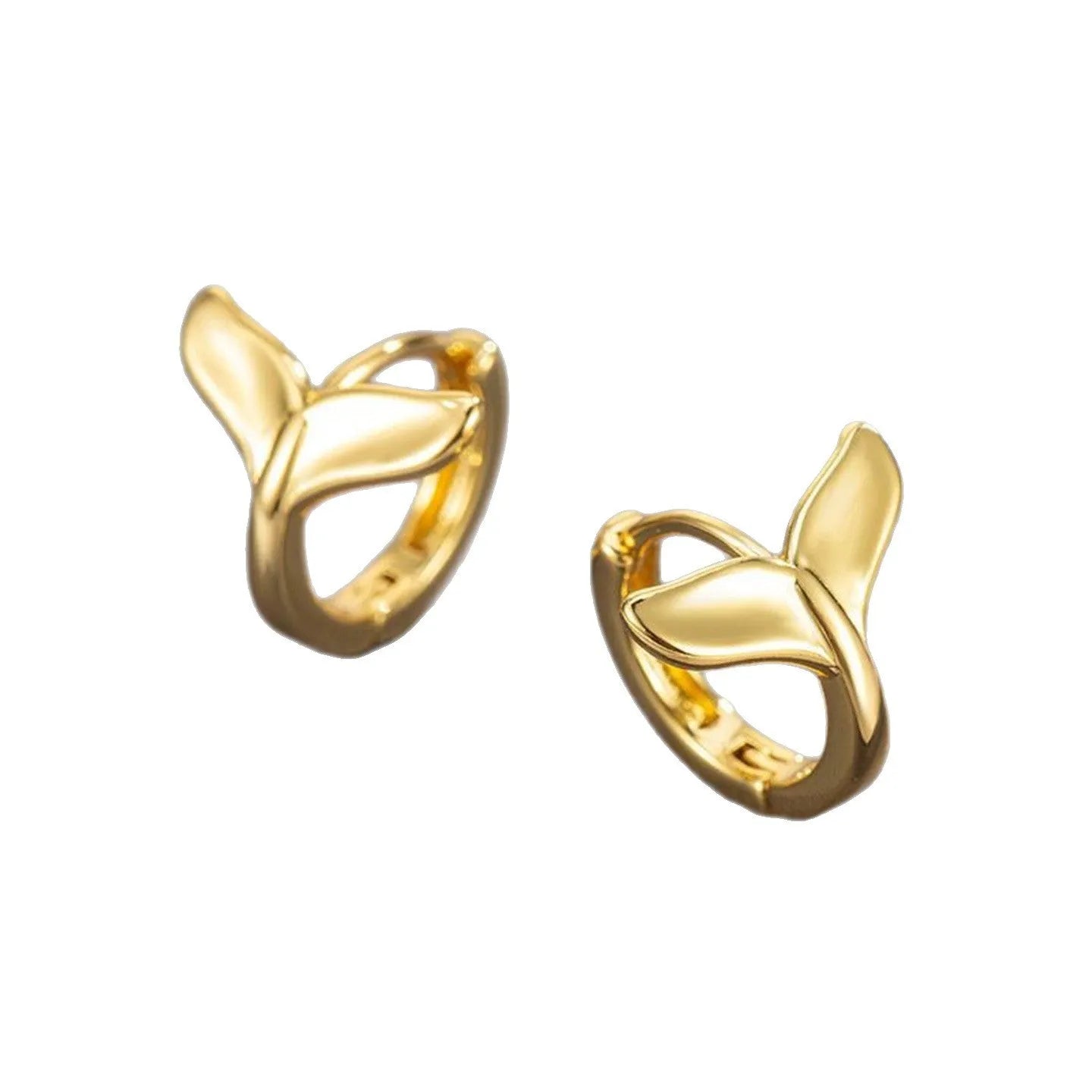Women's fishtail earrings in white gold colour or yellow gold colour with copper construction