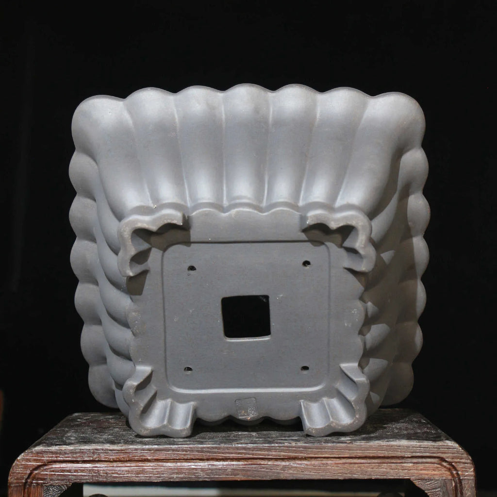 Purple sand ceramic square bonsai pot with classical styling and 37cm inner diameter for desktop plant display