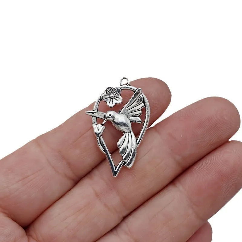 Alloy Magpie pattern pendant for DIY jewellery making with electroplated finish