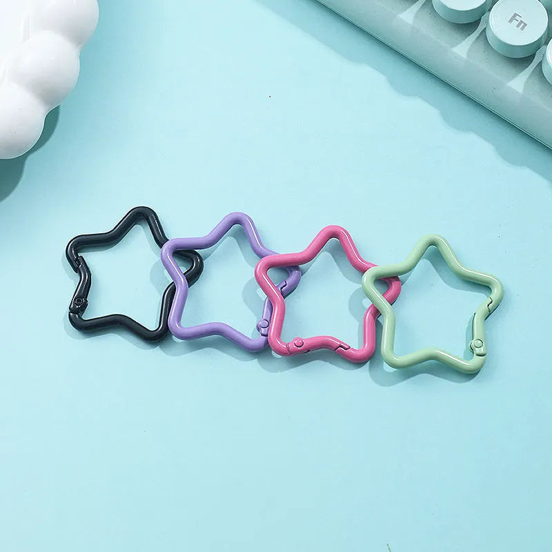 Zinc alloy five-pointed star keychain in macaron colour options for backpack decoration
