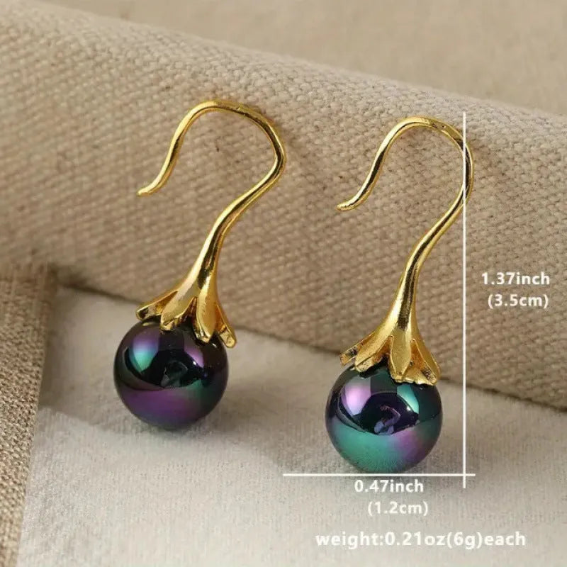Gold electroplated retro women's earrings with alloy construction and OL style design