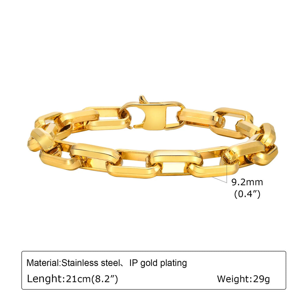 Men's stainless steel square chain bracelet with electroplated finish in four colour options
