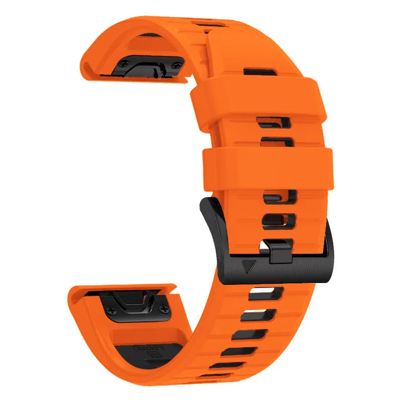 Fenix87pro6 two-colour silicone quick-release watch strap for Garmin Fenix watches on a grey background.