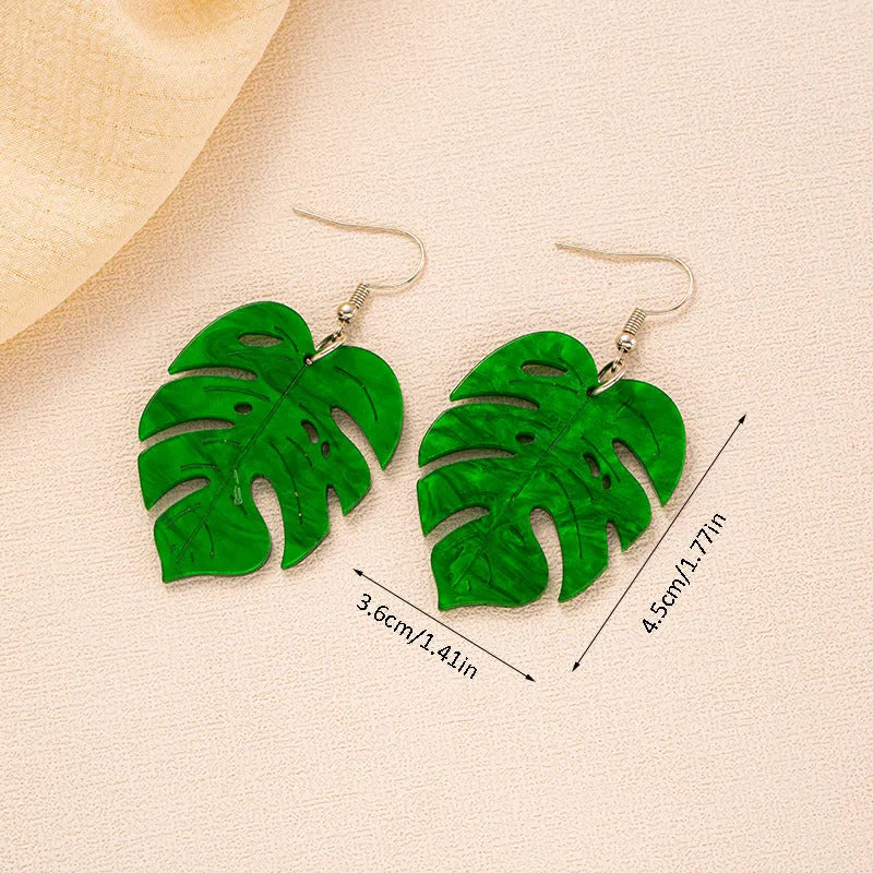 Acrylic drop earrings with coconut design on alloy hooks, shown in five colour variations.