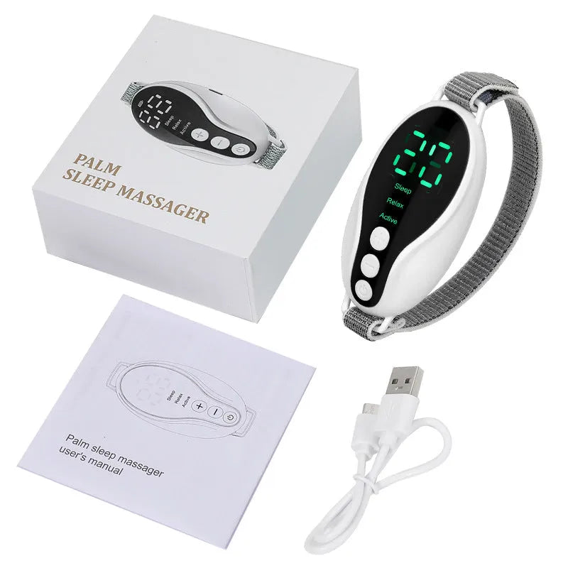 Intelligent sleep aid instrument with 20-speed fan, USB rechargeable, white colour, compact 80×40×20mm design
