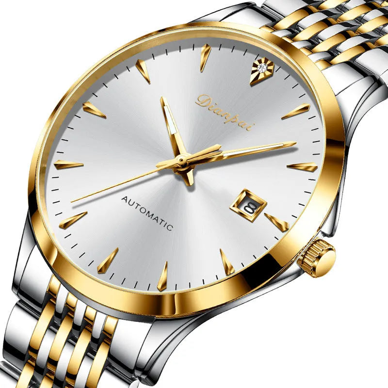 Men's automatic mechanical watch with stainless steel case and simple dial in multiple colour options