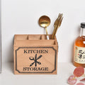 Wooden kitchen storage box with grid dividers for cutlery and chopsticks