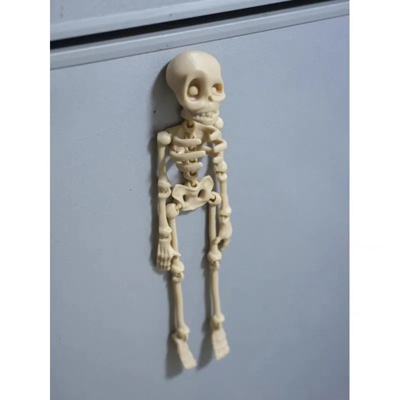 3D printed white skull refrigerator magnet showing modern art design at 18cm height