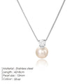 St Delan women's necklace with imitation pearl and zircon pendant on stainless steel box chain, gold colour option, New Chinese style